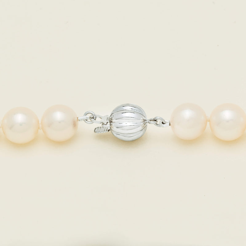 9ct White Gold Akoya 8.5-9mm Pearl Strand - 44cm - Necklace - Walker & Hall