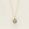 18ct Yellow Gold 13.6mm Black Pearl Twine Pendant - Necklace - Walker & Hall