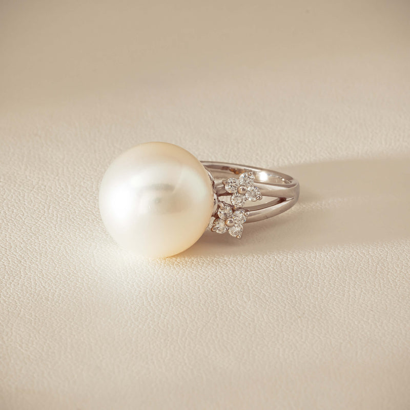 Deja Vu Platinum 15.1mm South Sea Pearl & Diamond Ring