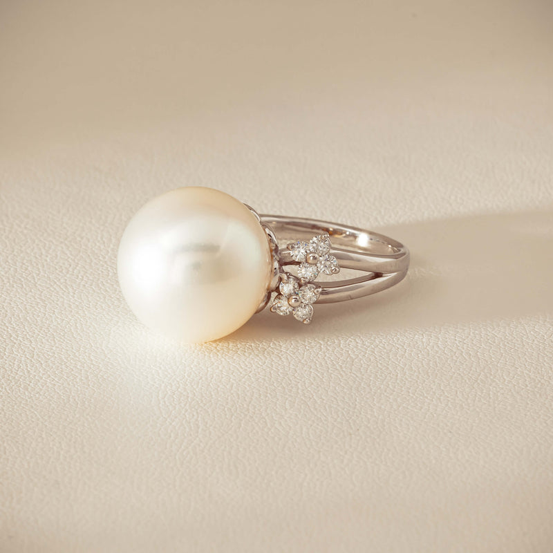 Deja Vu Platinum 15.1mm South Sea Pearl & Diamond Ring
