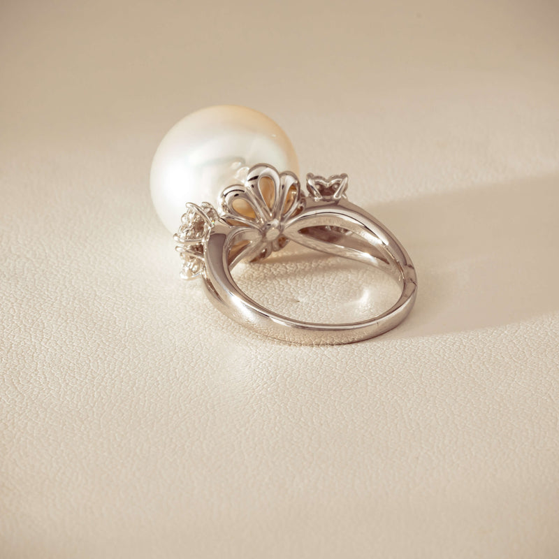 Deja Vu Platinum 15.1mm South Sea Pearl & Diamond Ring