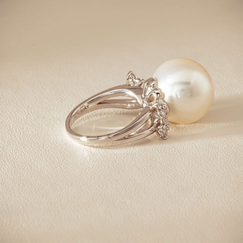 Deja Vu Platinum 15.1mm South Sea Pearl & Diamond Ring