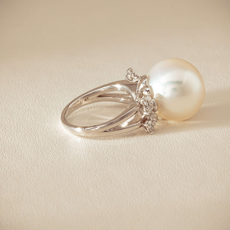 Deja Vu Platinum 15.1mm South Sea Pearl & Diamond Ring