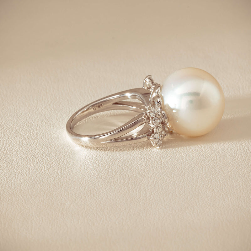 Deja Vu Platinum 15.1mm South Sea Pearl & Diamond Ring