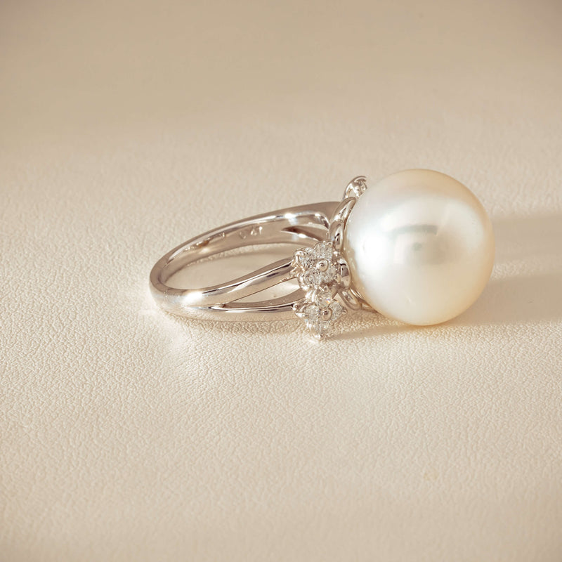 Deja Vu Platinum 15.1mm South Sea Pearl & Diamond Ring