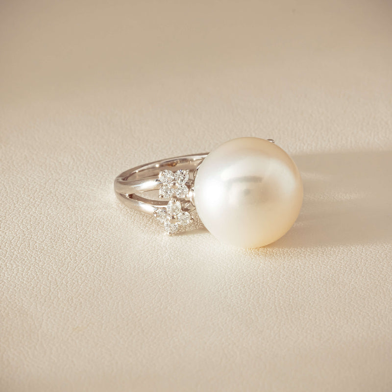 Deja Vu Platinum 15.1mm South Sea Pearl & Diamond Ring