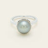 18ct White Gold 10.9mm Black Pearl Selene Ring - Ring - Walker & Hall