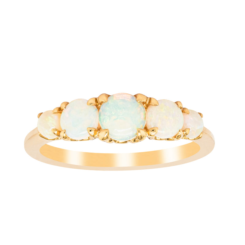 18ct Yellow Gold Five Stone Opal Octavia Ring-Ring-Walker & Hall