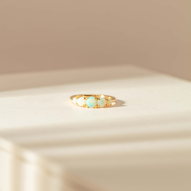 18ct Yellow Gold Five Stone Opal Octavia Ring-Ring-Walker & Hall