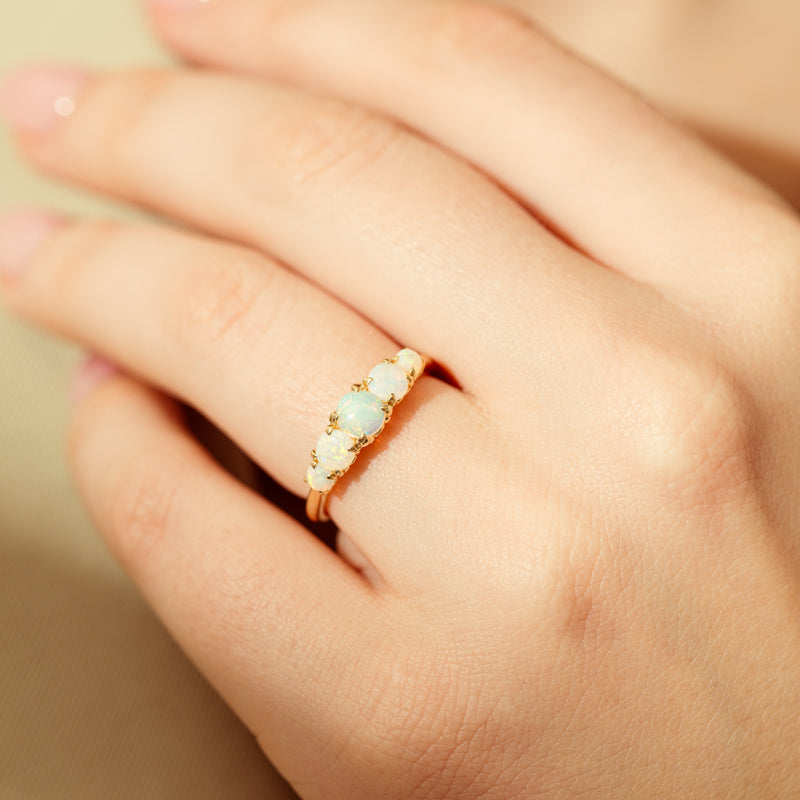 18ct Yellow Gold Five Stone Opal Octavia Ring-Ring-Walker & Hall