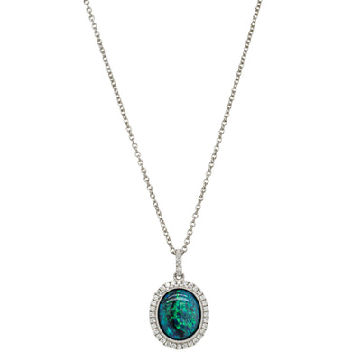 18ct White Gold 1.71ct Opal & Diamond Isla Pendant-Necklace-Walker & Hall