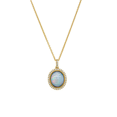 18ct Yellow Gold 1.46ct Opal & Diamond Isla Pendant-Necklace-Walker & Hall
