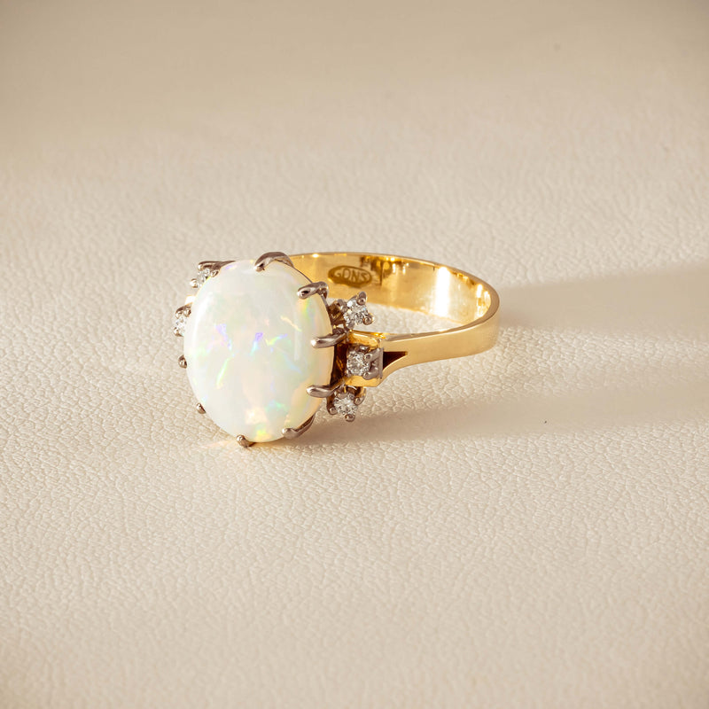 Deja Vu 18ct Yellow Gold Opal & Diamond Ring - Ring - Walker & Hall