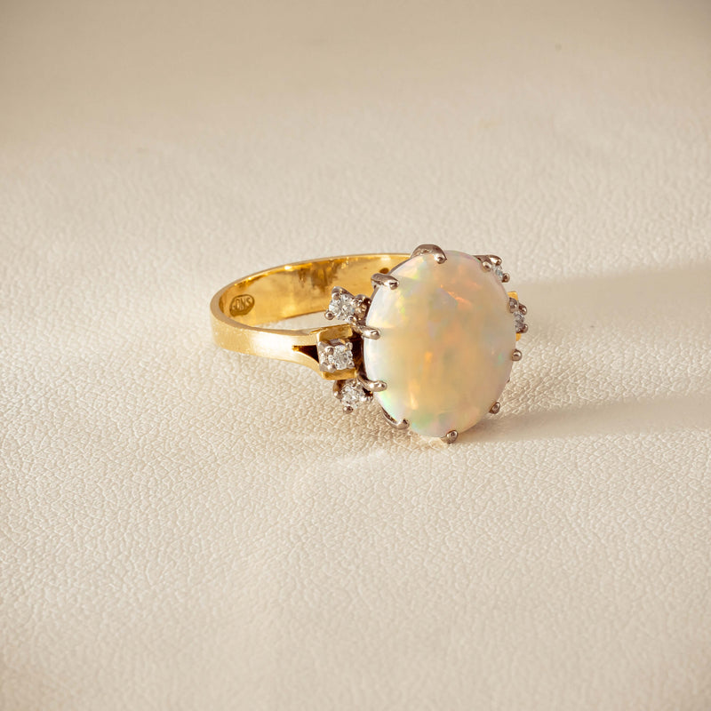 Deja Vu 18ct Yellow Gold Opal & Diamond Ring - Ring - Walker & Hall
