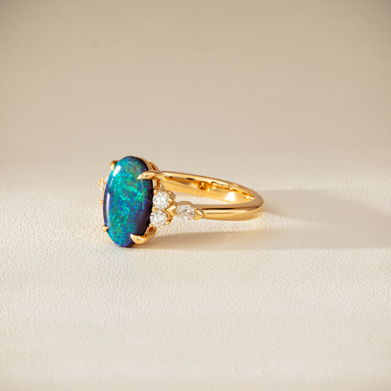 18ct Yellow Gold 1.48ct Opal & Diamond Oriana Ring-Ring-Walker & Hall
