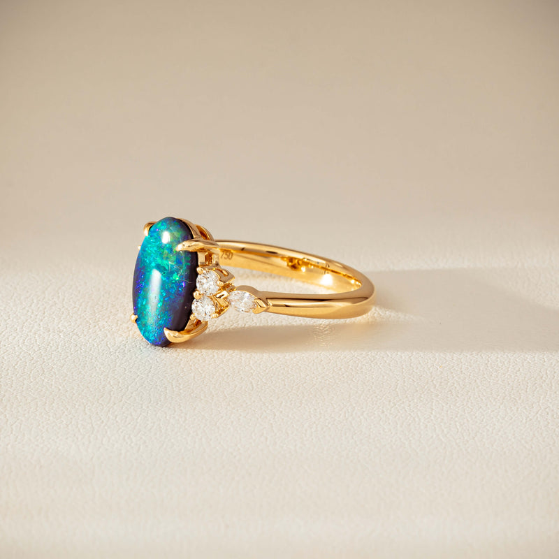 18ct Yellow Gold 1.48ct Opal & Diamond Oriana Ring-Ring-Walker & Hall