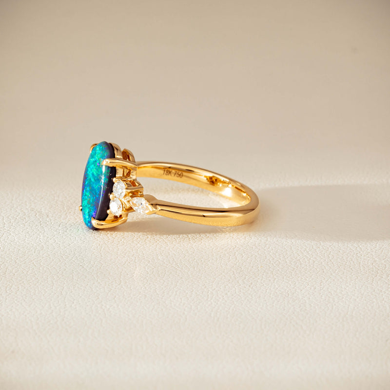18ct Yellow Gold 1.48ct Opal & Diamond Oriana Ring-Ring-Walker & Hall