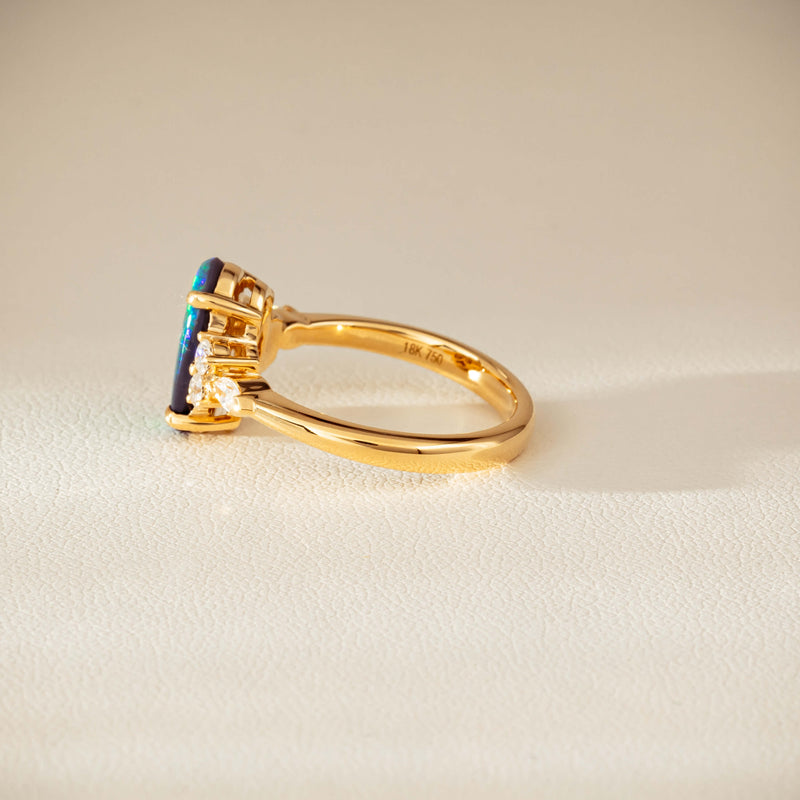 18ct Yellow Gold 1.48ct Opal & Diamond Oriana Ring-Ring-Walker & Hall
