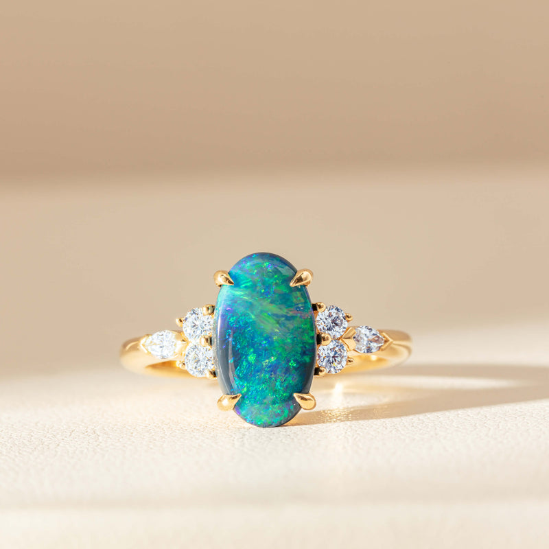 18ct Yellow Gold 1.48ct Opal & Diamond Oriana Ring-Ring-Walker & Hall