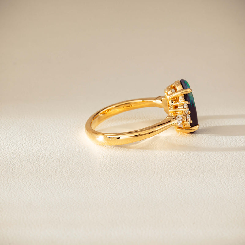 18ct Yellow Gold 1.48ct Opal & Diamond Oriana Ring-Ring-Walker & Hall