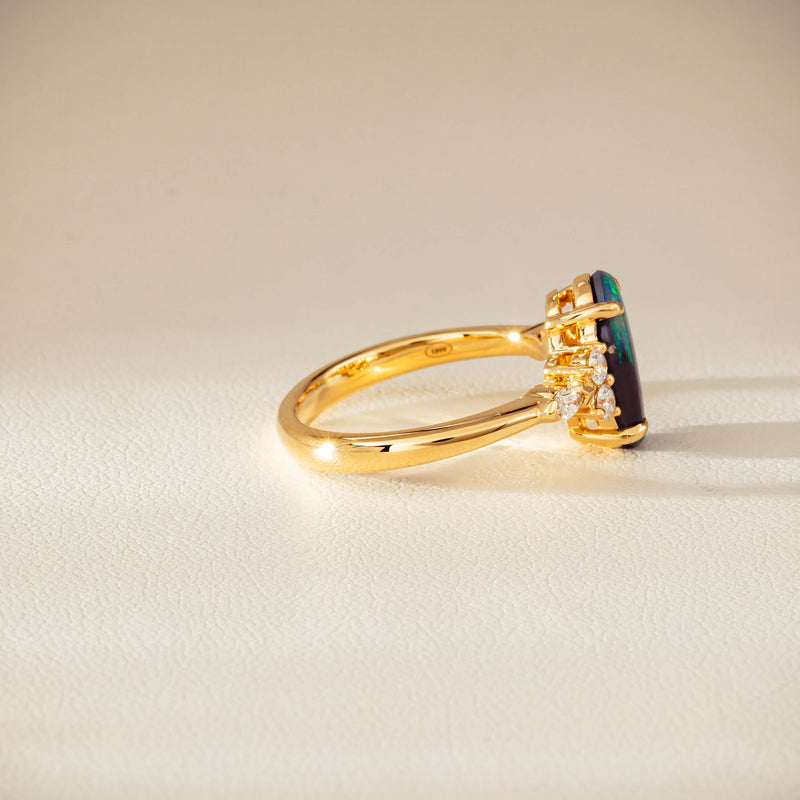 18ct Yellow Gold 1.48ct Opal & Diamond Oriana Ring-Ring-Walker & Hall