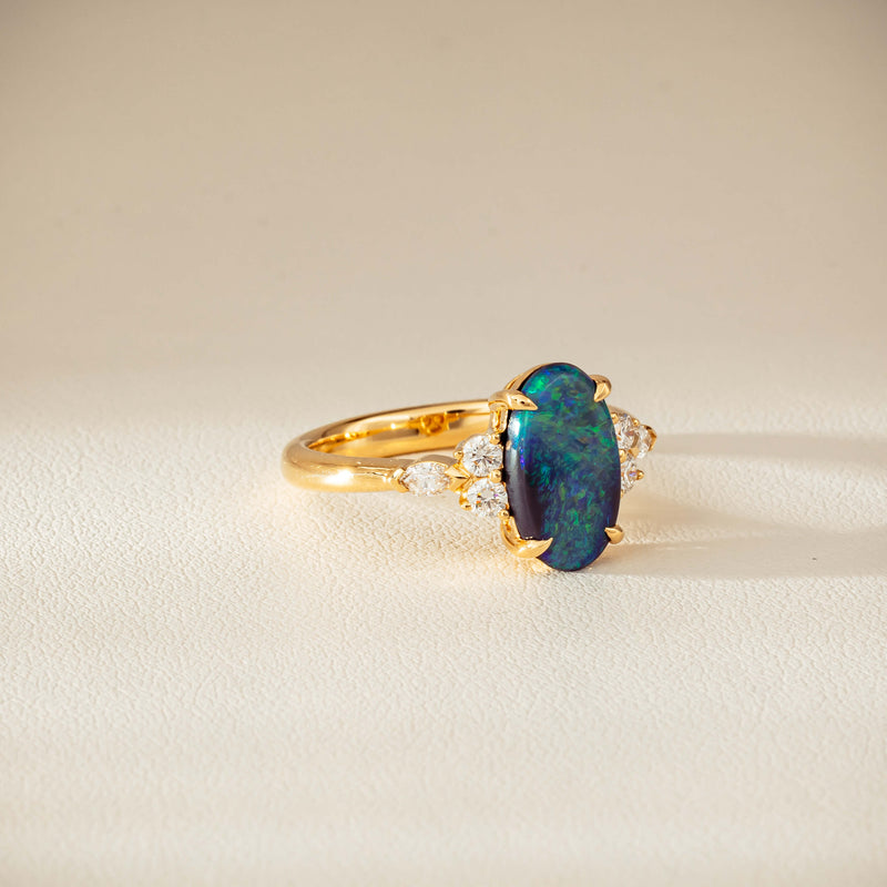 18ct Yellow Gold 1.48ct Opal & Diamond Oriana Ring-Ring-Walker & Hall