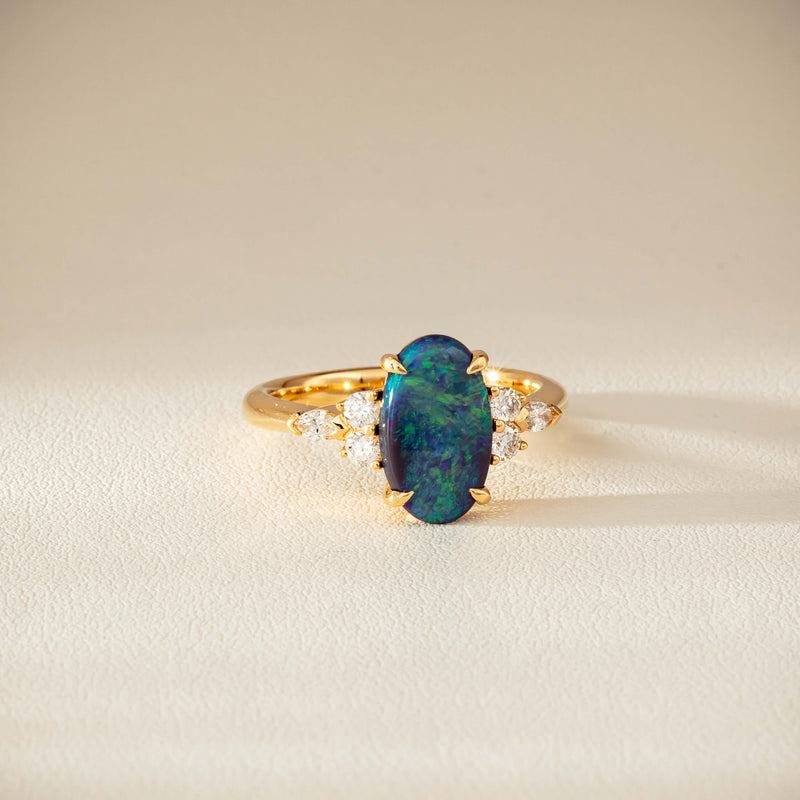 18ct Yellow Gold 1.48ct Opal & Diamond Oriana Ring-Ring-Walker & Hall