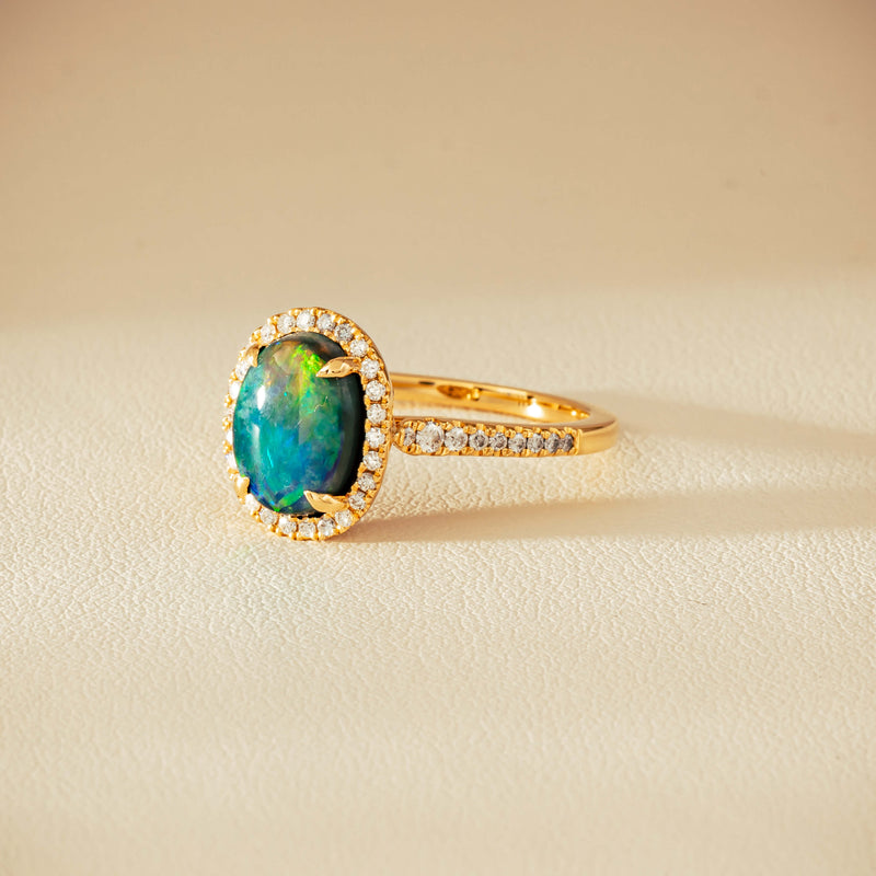 18ct Yellow Gold 1.82ct Opal & Diamond Sierra Ring - Ring - Walker & Hall