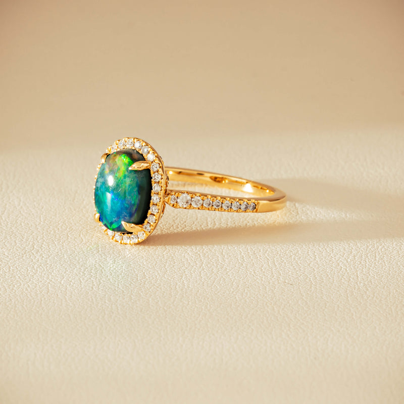18ct Yellow Gold 1.82ct Opal & Diamond Sierra Ring - Ring - Walker & Hall