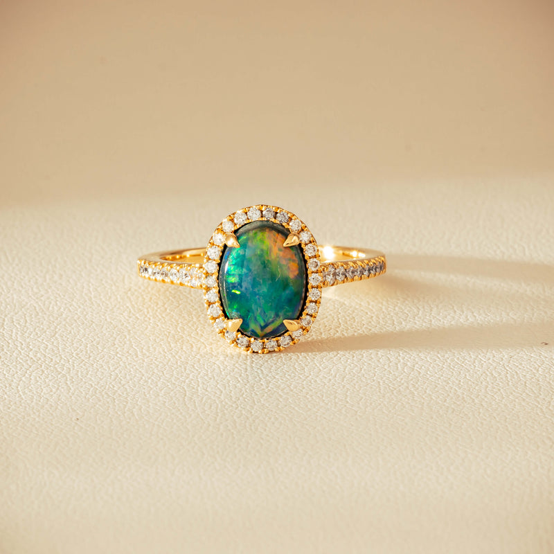 18ct Yellow Gold 1.82ct Opal & Diamond Sierra Ring - Ring - Walker & Hall