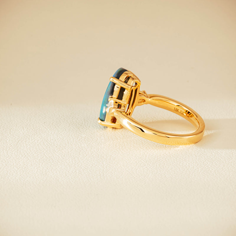 18ct Yellow Gold 2.65ct Opal & Diamond Ayla Ring - Ring - Walker & Hall