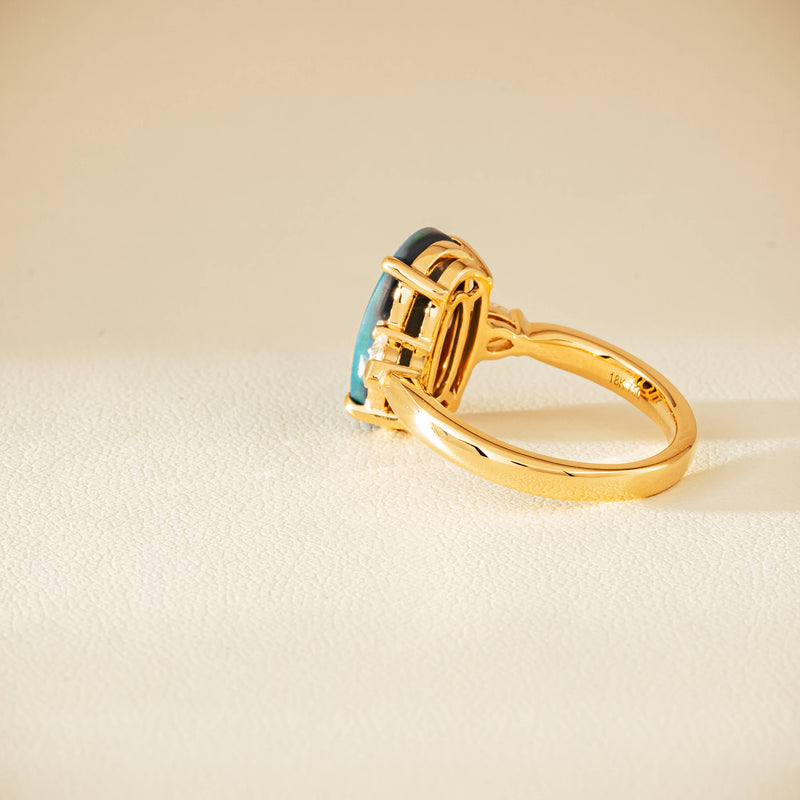 18ct Yellow Gold 2.65ct Opal & Diamond Ayla Ring - Ring - Walker & Hall