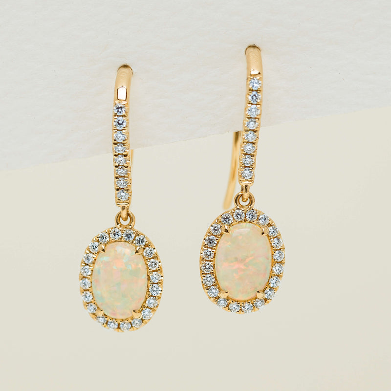 18ct Yellow Gold .81ct Opal & Diamond Sierra Earrings - Earrings - Walker & Hall