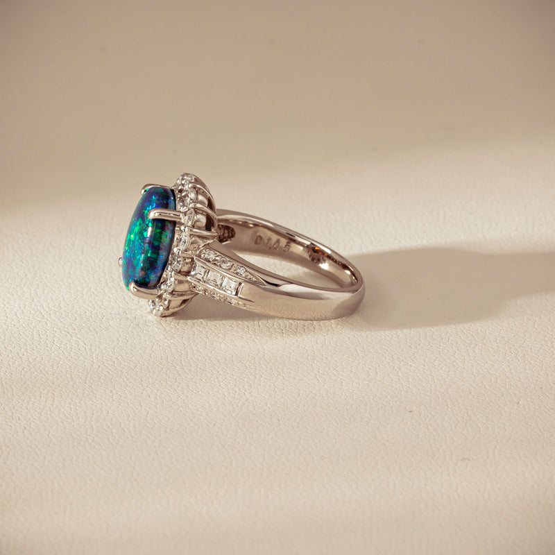 Deja Vu Platinum 3.08ct Opal & Diamond Cluster Ring - Ring - Walker & Hall