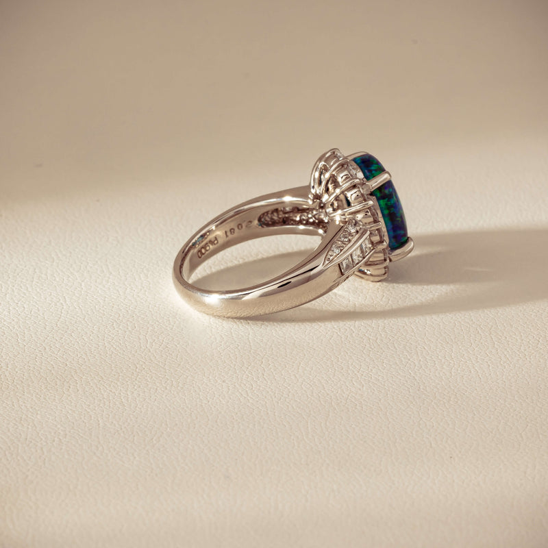 Deja Vu Platinum 3.08ct Opal & Diamond Cluster Ring - Ring - Walker & Hall