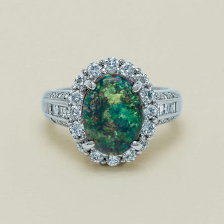 Deja Vu Platinum 3.08ct Opal & Diamond Cluster Ring - Ring - Walker & Hall