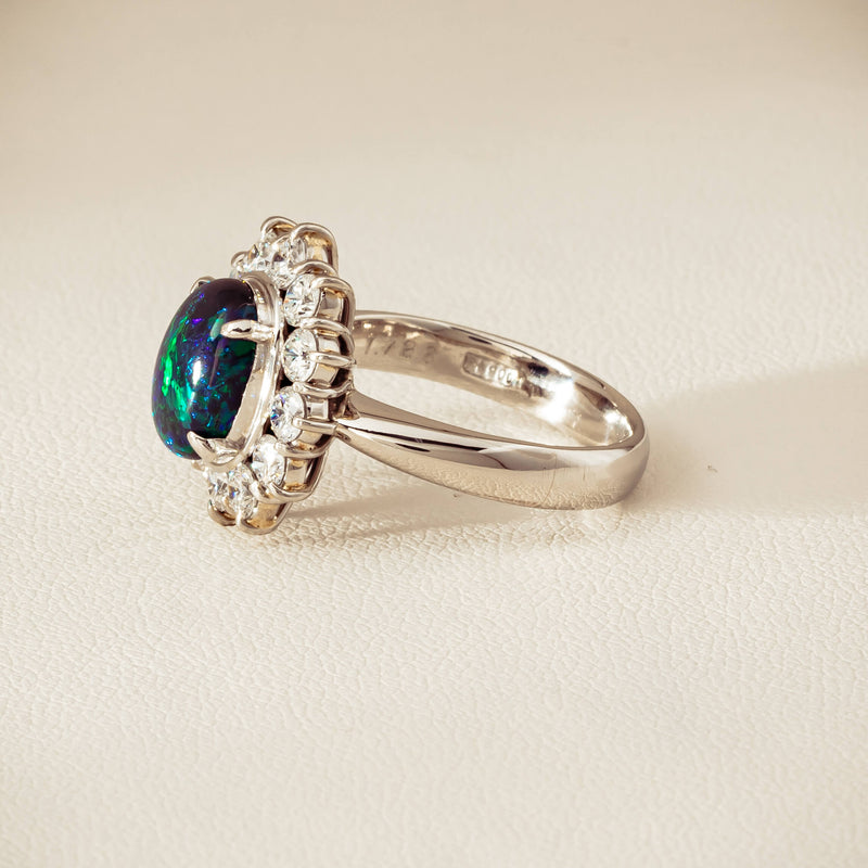Deja Vu Platinum 1.72ct Opal & Diamond Cluster Ring - Ring - Walker & Hall