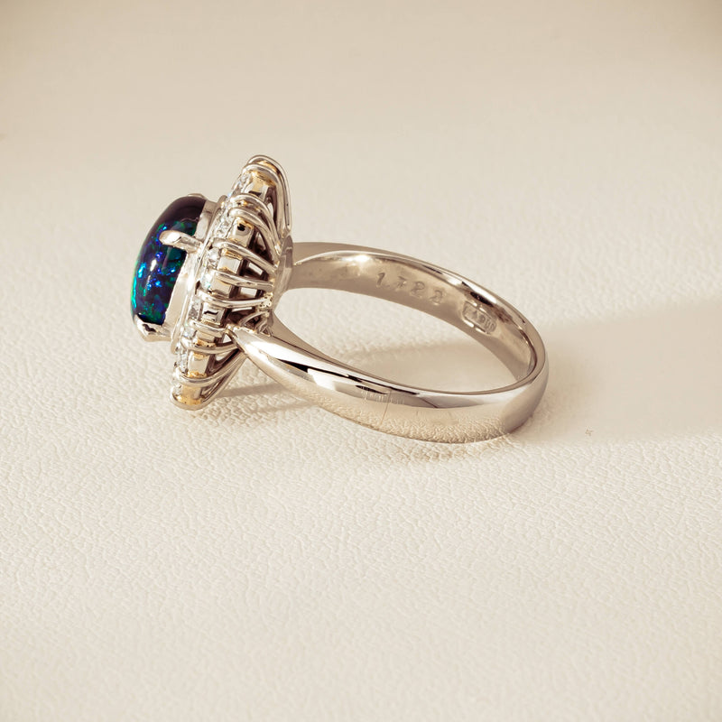 Deja Vu Platinum 1.72ct Opal & Diamond Cluster Ring - Ring - Walker & Hall