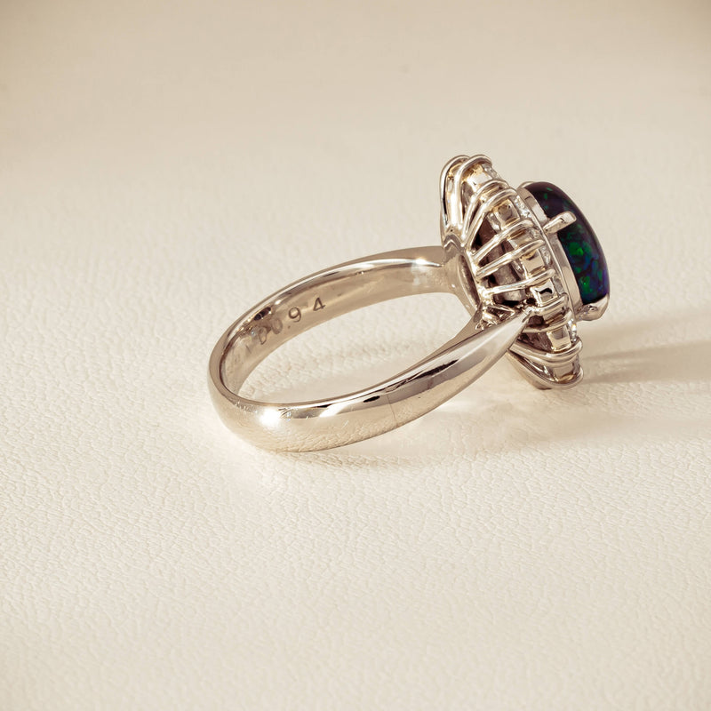 Deja Vu Platinum 1.72ct Opal & Diamond Cluster Ring - Ring - Walker & Hall