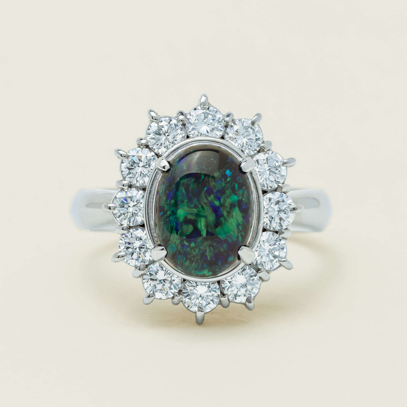 Deja Vu Platinum 1.72ct Opal & Diamond Cluster Ring - Ring - Walker & Hall