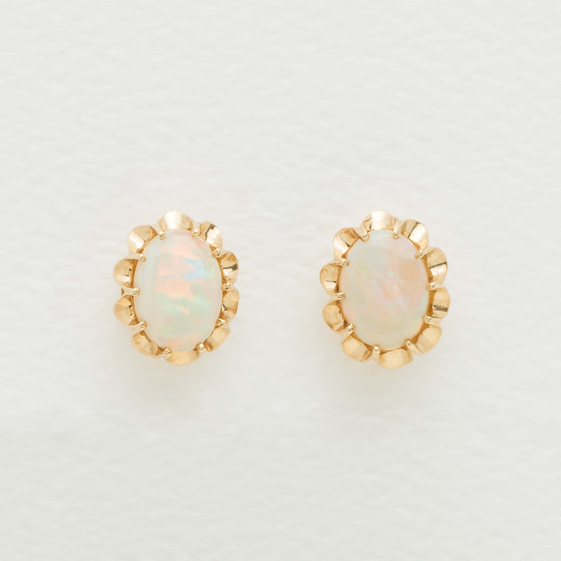 Deja Vu 9ct Yellow Gold Opal Scalloped Stud Earrings - Earrings - Walker & Hall