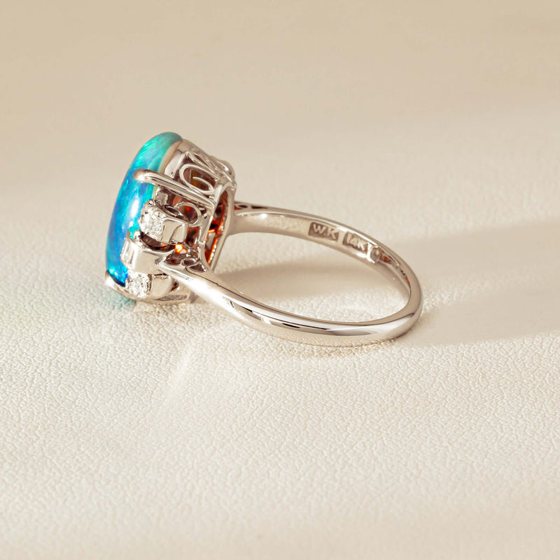 Vintage Silver/Palladium/Gold Opal & Diamond Ring - Ring - Walker & Hall