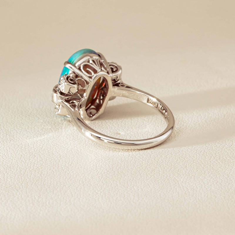Vintage Silver/Palladium/Gold Opal & Diamond Ring - Ring - Walker & Hall