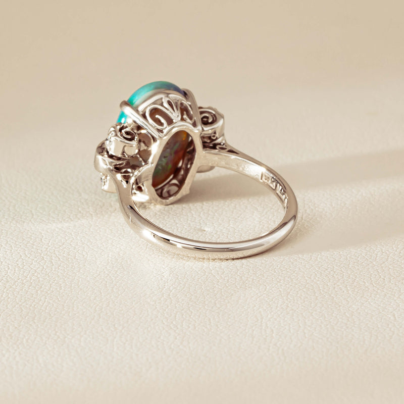Vintage Silver/Palladium/Gold Opal & Diamond Ring - Ring - Walker & Hall