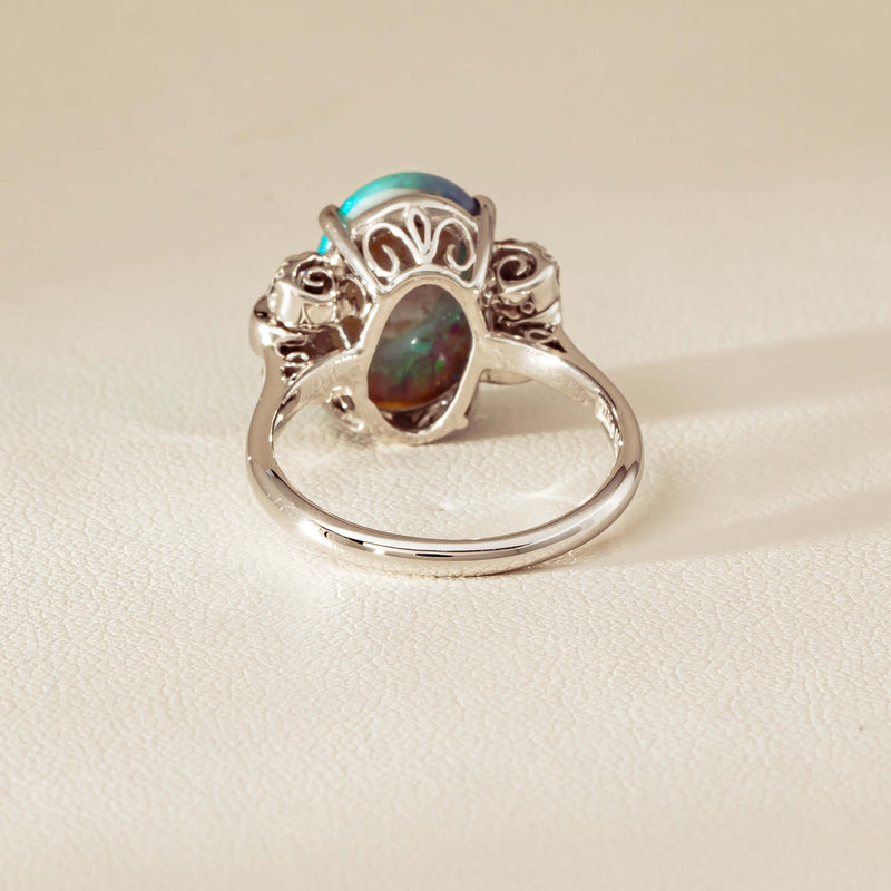 Vintage Silver/Palladium/Gold Opal & Diamond Ring - Ring - Walker & Hall