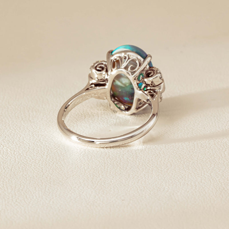Vintage Silver/Palladium/Gold Opal & Diamond Ring - Ring - Walker & Hall