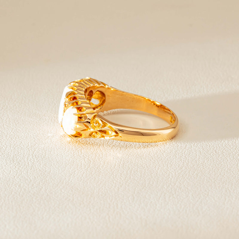 Vintage 18ct Yellow Gold Opal & Diamond Ring - Ring - Walker & Hall