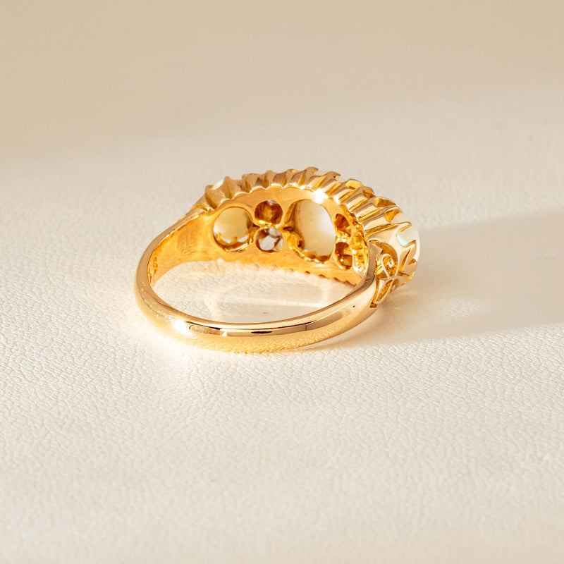Vintage 18ct Yellow Gold Opal & Diamond Ring - Ring - Walker & Hall