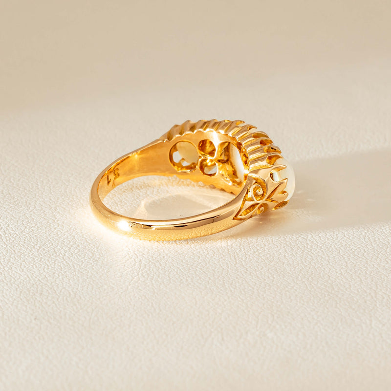 Vintage 18ct Yellow Gold Opal & Diamond Ring - Ring - Walker & Hall