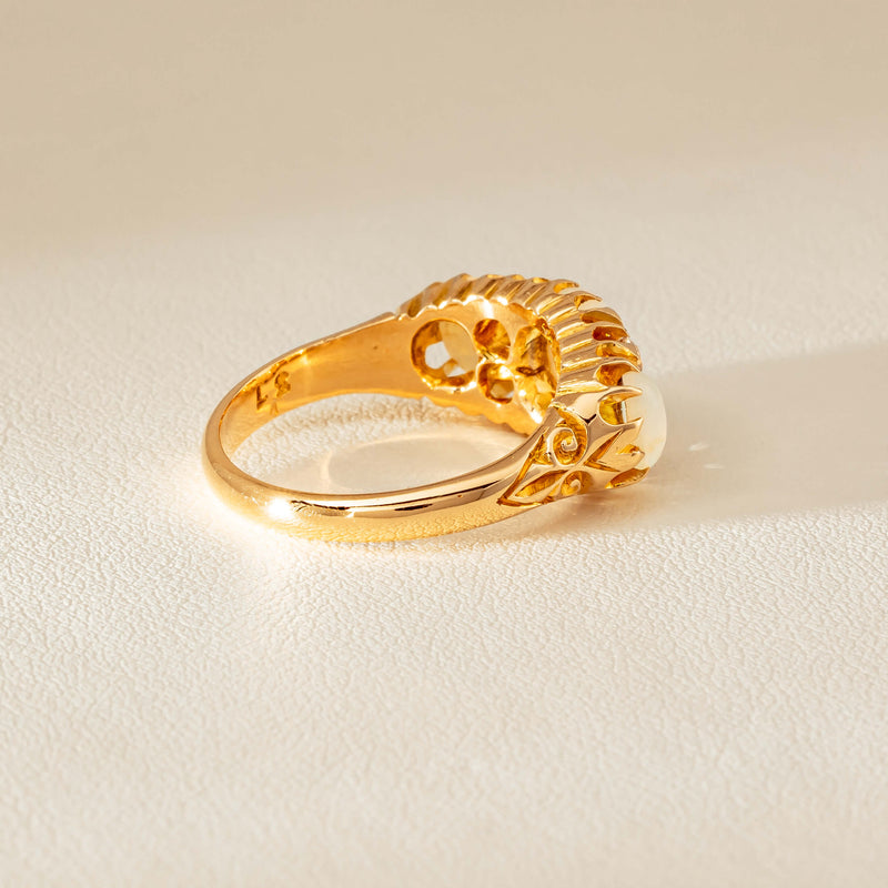 Vintage 18ct Yellow Gold Opal & Diamond Ring - Ring - Walker & Hall